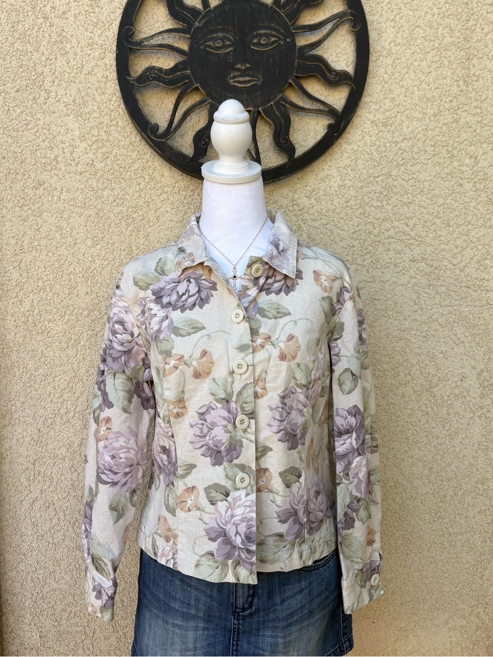 Coldwater Creek Floral Cotton Jacket Button Front Cottagecore Grandma Core